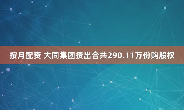按月配资 大同集团授出合共290.11万份购股权