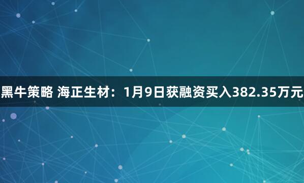 黑牛策略 海正生材：1月9日获融资买入382.35万元